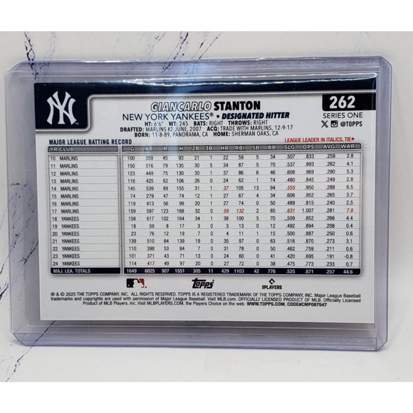 2025 Topps Series 1 Giancarlo Stanton SP Palm Tree foil Border - Picture 2 of 4